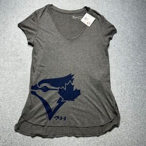 Under Armour Toronto Blue Jays T-Shirt Womens L Gray HeatGear MLB Athletic